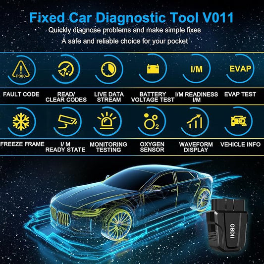 OBD2 Scanner Bluetooth 5.4, Wireless Car Code Reader & Diagnostic Scan Tool for iOS & Android, Check Engine Light Reset, Live Data & Battery Voltage Test, Exclusive OBD Home App