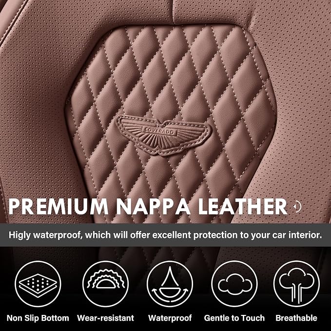 Coverado Seat Covers Front Seats, Coffee Car Seat Covers 2 Pack, Driver Seat Cover, Luxury Automotive Seat Covers, Car Seat Cushion, Front Car Seat Covers Leather Seat Protector Fit for Most Cars