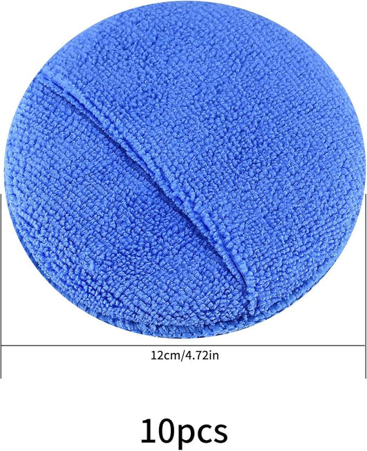 wugongshan 10 Pcs Microfiber Wax Applicator Pads, Ultra-Soft Microfiber Wax Foam Applicators Pads, Car Auto Care Buffing Detail Polishing Foam Pads Applicators for Car Cleaning Fine Polishing