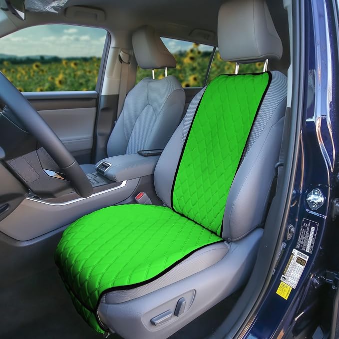 FH Group Car Seat Cushion – Neosupreme Single Front Seat Cover with Front Pockets, Airbag Compatible, Universal Fit Car Seat Cushion for Driver or Passenger Seat, SUV, Truck, Sedan & Van – Green