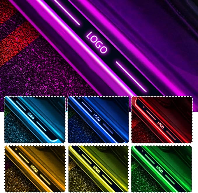 Custom LED Door Sill Lights with Logo Text - RGB LED Welcome Lights for Car (Color01)