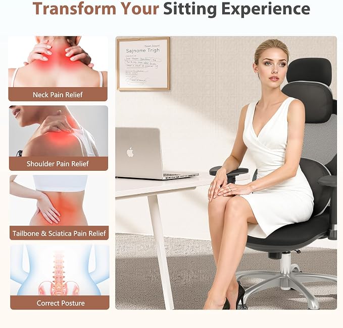 FLORICH Car Headrest and Lumbar Support Pillow for Car Office Chair, Double-Sided Skin-Friendly Suede & Leather Car Seat Pillow and Back Support, Pressure-Relieving Back Support for Car, Office Chair
