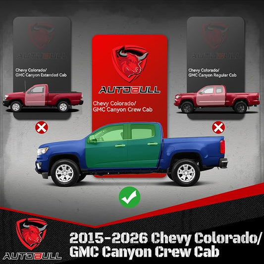 6 Inches Running Boards Side Steps Compatible with 2015-2026 Chevy Colorado/GMC Canyon Crew Cab, Black Textured Aluminum Nerf Bars