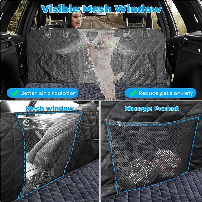 URPOWER 2026 Upgraded Back Seat Extender for Dogs - Large Hard Bottom Dog Car Seat Cover Holds 550lbs, Waterproof Dog Hammock Pet Bed with High-Density Foam Non-Slip Backseat Protector