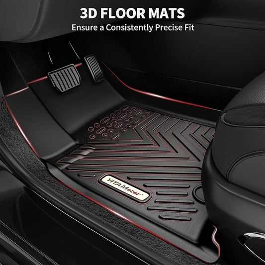 YITAMOTOR Floor Mats Compatible with 2015-2019 Ford Explorer Without 2nd Row Center Console, Custom Fit Floor Liners 1st & 2nd Row All- Weather Protection,Black