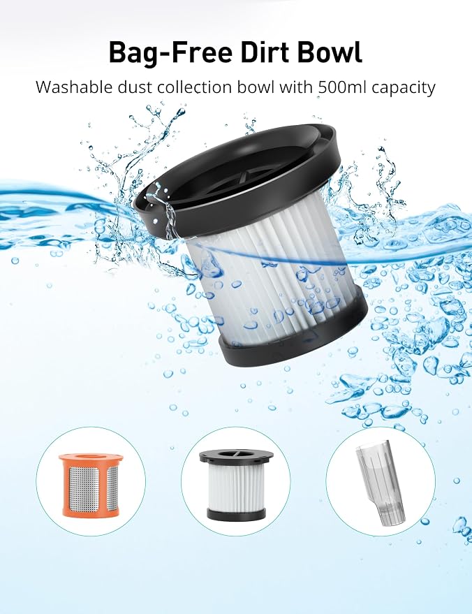 Handheld Vacuum Cordless, 24KPA Powerful Car Vacuum, Rechargeable, Charging Dock, Ergonomic Handle, 2-in-1 Crevice Tool, 1.8lb Portable Vacuum Cleaner with 2-Speed for Car, Home