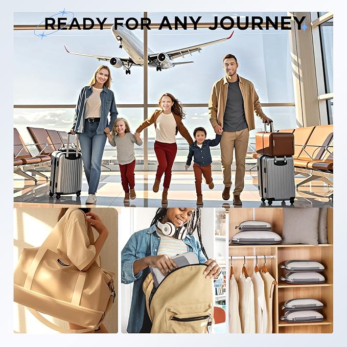 OlarHike 10-Pack Compression Packing Cubes for Travel Essentials,Compressible Expandable Packing Cubes for Suitcase,Luggage Garment Bags for Travel,Handy Helper for Organizing Clothes(Gray)