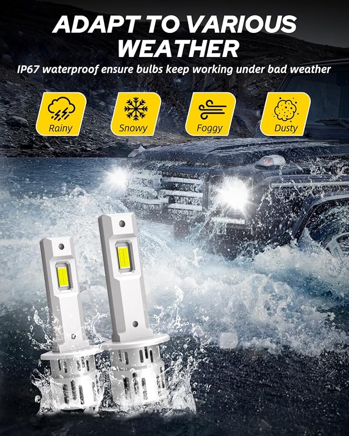 AUTOONE H1 LED Bulb, 800% Brighter, 5 Min Quick Install, 20 Years Lifespan, No Flicker, 99% Compatibility, Pack of 2