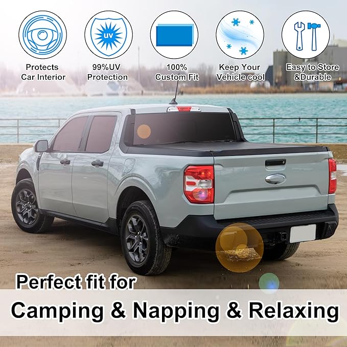 TINGLU Window Shades for Ford Maverick 2022-2025 2026 Accessories Car Side Full Windows Rear Triangular Windshield Sun Shade Sun UV Rays & Privacy Protection for Camping 6PCS
