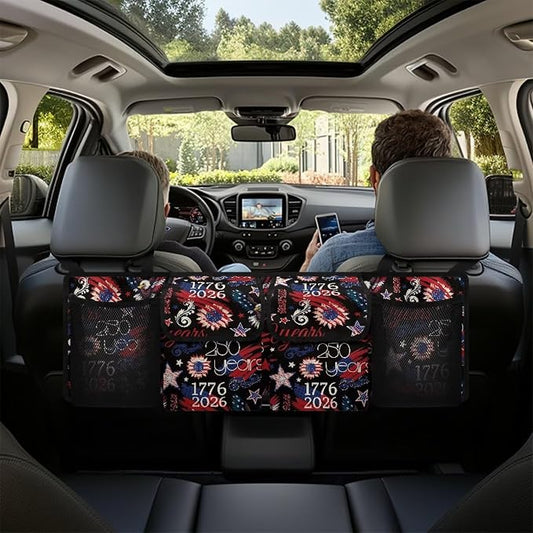 250 Years Trunk Storage Organizer Waterproof Collapsible Car Storage Bag with 4 Pockets Large Capacity Backseat Trunk Organizer Universal Fit for Cars SUV Sedans