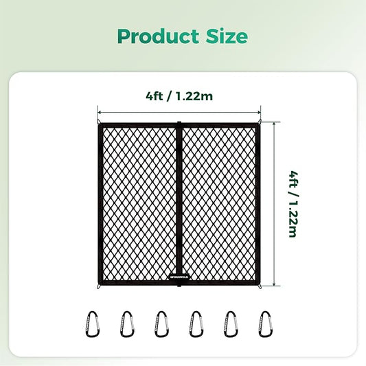 Stretchable Cargo Net(4'x4' Stretches to 8'x8') - Adjustable Elastic Trunk & Truck Bed Storage Organizer with Hook, Ideal for Securing Daily Light Loads