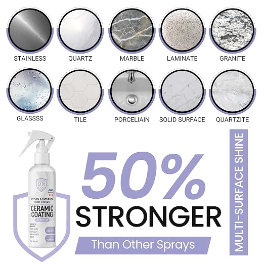 Fixture Shield Home Ceramic Coating Spray - SiO₂ Hydrophobic Protection for Kitchen & Bathrooms + Stainless Steel | Repels Fingerprints, Stains & Hard Water | Extra Strength Formula | Made in USA