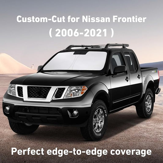 EcoNour Windshield Sunshade Compatible for Nissan Frontier 2006-2019 2020 2021, Sun Visor for Front Windshield & Window Sun Shade Cover, UV Heat Blocker & Protector, Car Accessories