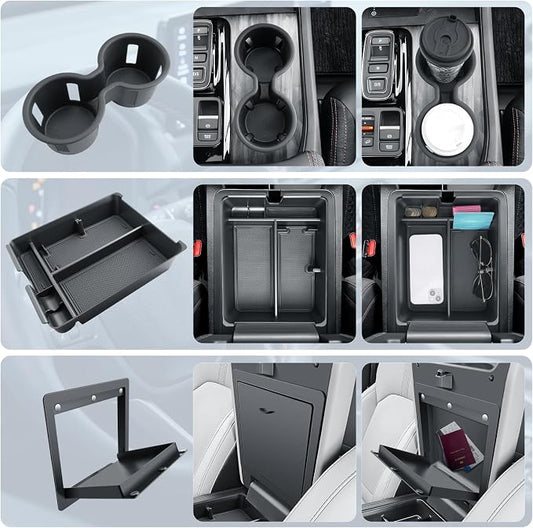 BIBIBO 3Pack for 2026 Honda Passport Center Console Organizer for 2026 Honda Passport Armrest Console Organizer +Hidden Storage Box+Cup Holder 2026 Passport Accessories 2026 Passport