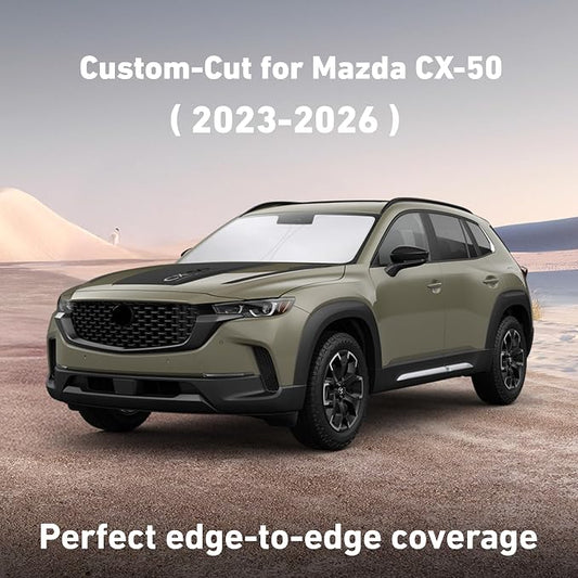 EcoNour Windshield Sunshade Compatible for Mazda CX-50 2023-2024 2025 2026, Sun Visor for Front Windshield & Window Sun Shade Cover, UV Heat Blocker & Protector, Car Accessories