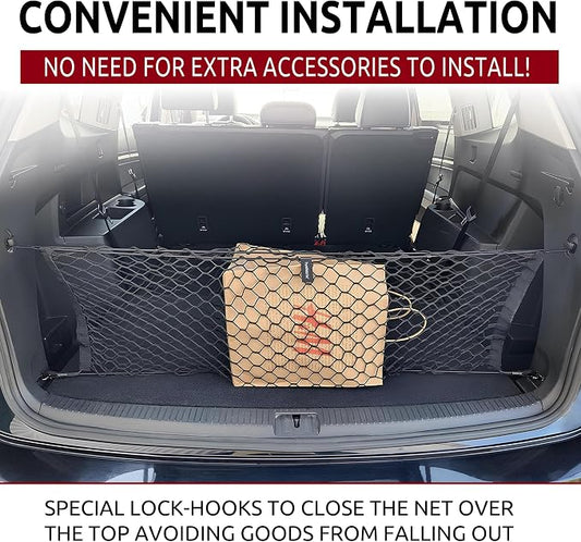 Envelope Style Automotive Elastic Trunk Mesh Cargo Net for Volkswagen Atlas 2017-2024 - Premium Trunk Organizers and Storage - Luggage Net for Crossover - Best Car Organizer for Volkswagen Atlas
