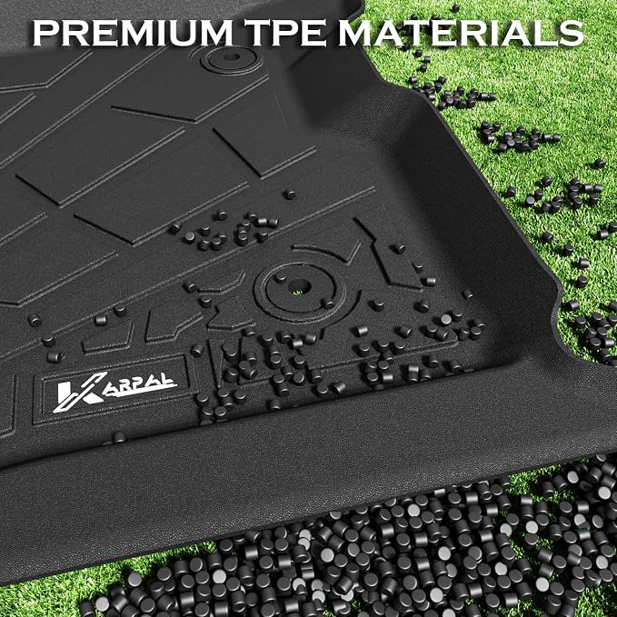 KARPAL Floor Mats for 2010-2014 Ford F150 SuperCrew with 1st Row Bucket Seat, Custom Fit TPE All Weather Ford F-150 Accessories 1st & 2nd Row Floor Liner