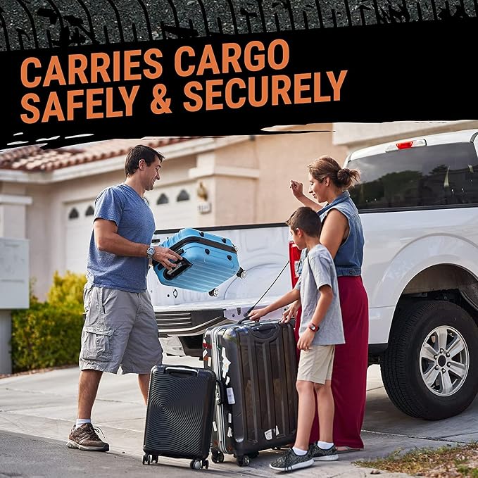 Truck Bed Cargo Net – 4 x 6 Foot, Heavy-Duty Elastic Mesh with 12 Black Clips and Storage Bag for Pickup for Cargo Netting, Securing Loads in Trailers, SUVs & Roof Racks