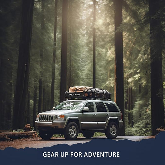 ARKSEN 64 x 50 x 6 Inch Universal Extra Wide 150LB Heavy Duty Roof Rack Cargo Basket with 2 Nylon Cargo Nets, 2 Ratchet Straps, Car Top Luggage Holder Carrier for SUV, Truck, & Car Steel Construction