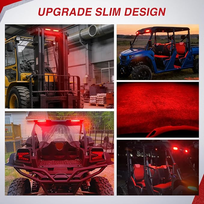 Nilight Slim LED Light Bar 2Pcs 7 Inch 16LED Single Row Spot Flood Combo Red Off Road Driving Fog Fishing Hunting Emergency Safety Signal Lighting for 12V 24V ATV UTV Pickup Truck Boat Forklift