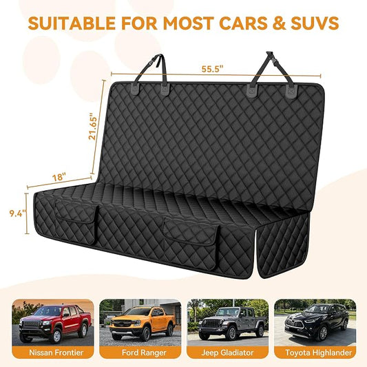 PETICON Back Seat Cover for SUV - Waterproof Non-Slip Dog Seat Cover for Toyota Tacoma/Jeep Grand Cherokee/Ford Explorer/Ranger/Chevrolet Colorado, Durable Scratch-Proof Bench Seat Cover for Dog