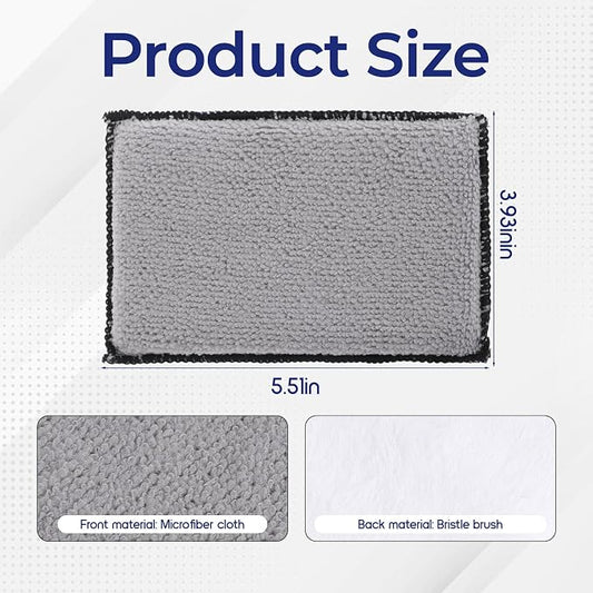 3 Pcs Car Interior Scrubbing Sponges, 5”x3” Auto Detailing Scrub Pads, Microfiber Car Wash Sponges, Interior Cleaning Sponge for Leather, Plastic, Vinyl, Upholstery