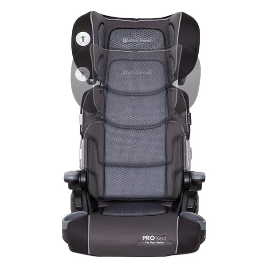 Baby Trend Protect 2-in-1 Booster Seat, Grey Tech – Lightweight Belt-Positioning Design, Cushioned Comfort, Everyday Big-Kid Support