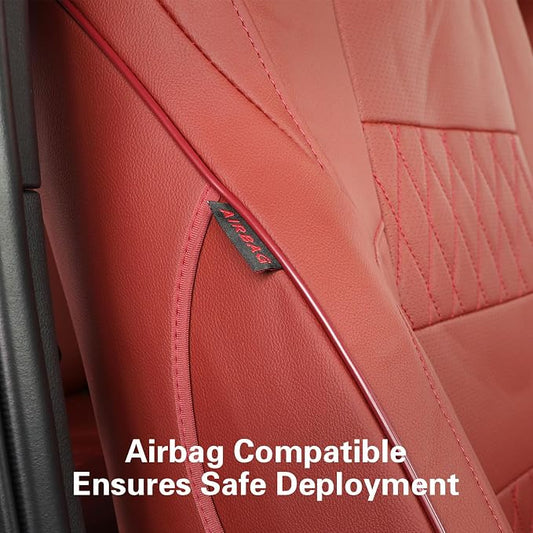 EKR Tacoma Car Seat Covers Custom Fit for Toyota Tacoma (Petrol) 2024 2025 2026 DoubleCab/CrewCab SR/SR5/TRD Sport/TRD Off-Road/Limited -Truck Seat Covers Full Set,Faux Leather(Burgundy)