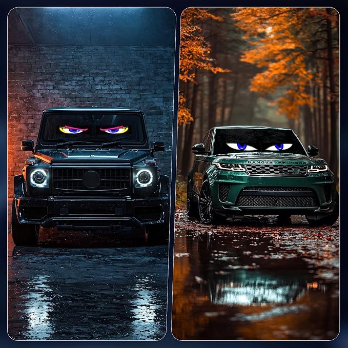 LED Eyes for Truck| Devil Eyes Light for Cars | Flexible Scrolling Programmable LED Signs | Can Edit Text/Graffiti/Animations