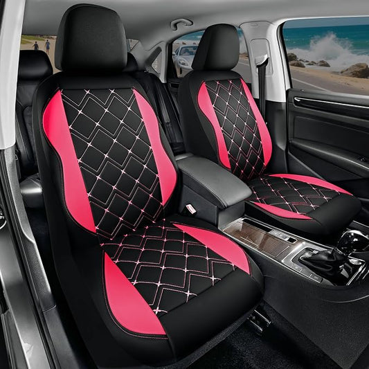 Road Comforts Seat Covers, Premium Leather Car Seat Covers Front Seat for Women Girls,Airbag Compatible, Automotive Seat Covers Universal Fit Most Cars,Vans,Truck,SUV