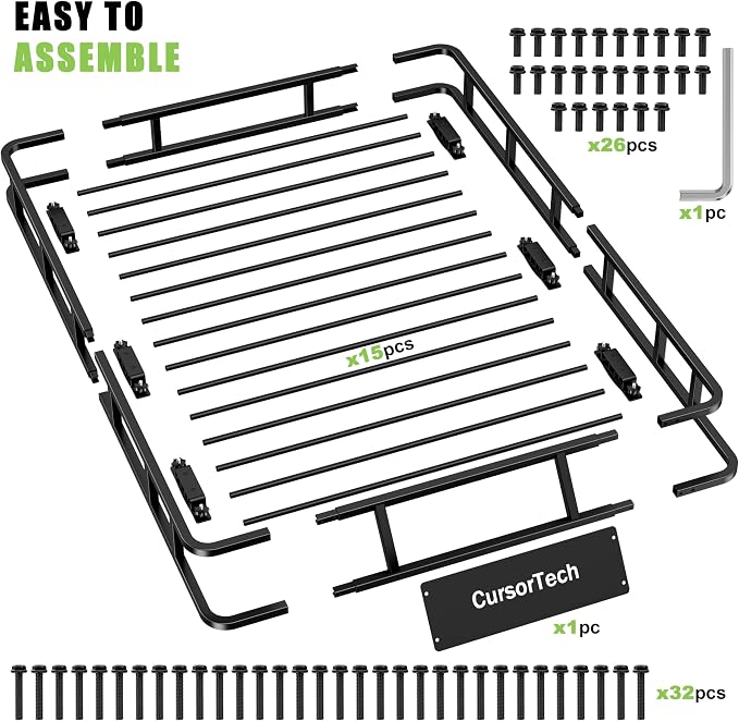 Roof Basket 64" x 39" Heavy Duty Roof Rack Cargo Basket 300 lbs Capacity Steel Rooftop Cargo Carrier Luggage Holder Rack for SUV Truck Car Travel Camping Storage