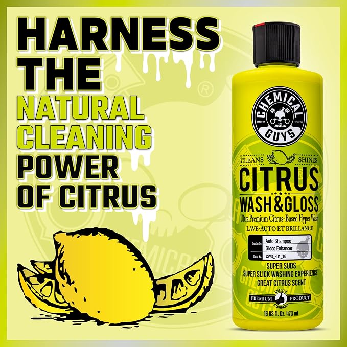Chemical Guys Citrus Wash & Gloss Foaming Car Wash Soap - High Suds Formula Foam Cannon Soap for Foam Blasters, or Bucket Washes - Safe on Paint, Clear Coat, and Wax, Citrus Scent - 64 oz