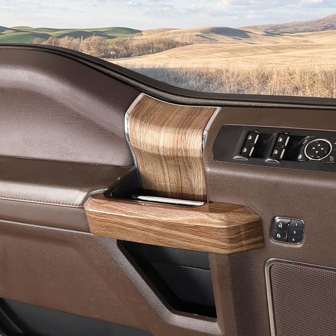 Voodonala for F150 2015-2020 Interior Door Handle Cover with Door Panel Cover Compatible with Ford F-150 2015-2020, F150 Interior Accessories 8Pcs(ABS,Wood)