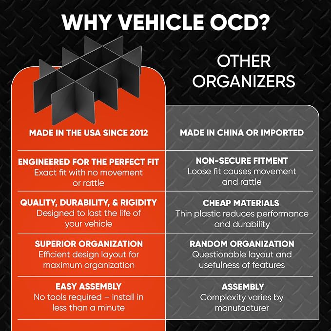 Vehicle OCD - Center Console Organizer for Ford F250 / F350 SuperDuty (2011-2016) (Full Console w/Bucket Seats ONLY) - Made in USA - SLX120