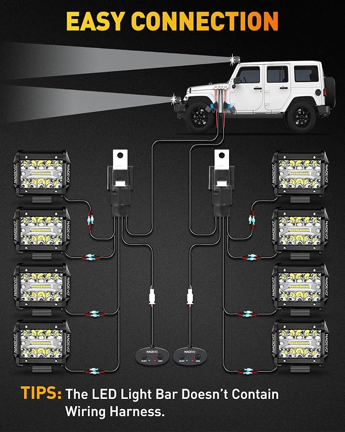 NAOEVO 4 Inch LED Pod Lights, 480W 48,000LM LED Fog/Driving/Off Road Lights with Spot Flood Combo, Cube Pods for Truck Boat ATV UTV Pickup, 8 Pcs (White)