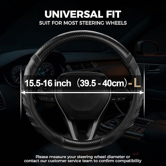 West Llama Truck Steering Wheel Cover for Ford F-150 F-250 F-350 Expedition Ram 1500 2500 3500 Tacoma Tundra, Anti-Slip Grip, 15.5-16 Inch Large Car Steering Wheel Cover (Large Size-Black)