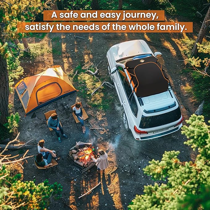 Sailnovo Rooftop Cargo Carrier, 20 Cubic Feet Soft-Shell Cargo Carrier for Top of Vehicle with/Without Roof Rack, Waterproof Car Roof Cargo Carrier with Anti-Slip Mat, Reinforced Straps, Door Hooks