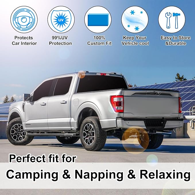 TINGLU Window Shades for Ford F150 4Door 2021-2025 2026 Accessories Car Side Full Windows Rear Triangular Windshield Sun Shade Sun UV Rays & Privacy Protection for Camping,Napping,and Relaxing 6PCS