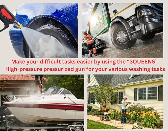 Short Pressure Washer Gun 5000 PSI, Heavy Duty Power Washer Trigger with 5 Nozzles, M22 & 1/4 Quick Connect, Foam Cannon Compatible for Car Wash & Patio Cleaning