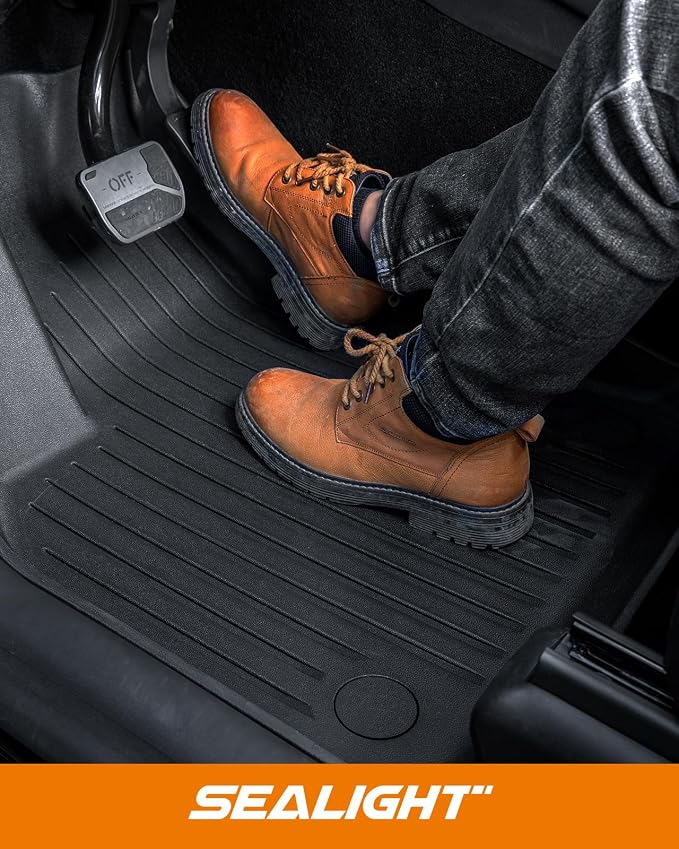 2024 2025 2026 Tesla Model 3 Floor Mats All Weather Full Set Made by SEALIGHT- Custom Fit for Model 3 Highland, Premium TPE Floor Liners, Waterproof, Anti-Slip & Easy to Clean Car Mats