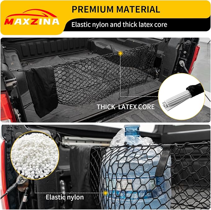 Cargo Net Compatible with 2022-2026 Ford Maverick Truck Bed Cargo Net with Storage Bag 3.28'×1.15' Double Layer Envelope Style Dense Mesh Trunk Organizer for 2025 Maverick Exterior Accessories
