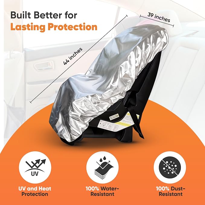 EcoNour Baby Car Seat Sun Shade Cover | Infant Carseat Heat Protector Keeps Toddler Seat at a Cool Temperature | Reflective car seat Sunshade Blocks Out Heat | Baby Travel Accessories