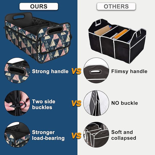 Deosk Trunk Organzier and Storage with Reinforced Handles,Car Accessories for Women/Men 50L Waterproof Polyester for Car/SUV/Minivan/Truck(Medium, Triangle)