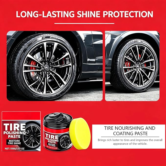 Tire Gloss Protection Agent, Tire Polishing Paste, Tire Coating Paste, Ungraded Long-Lasting Tire Dressing with Wet Gloss Look Finish for Car, Truck, Motorcycle, Rv & More (3pcs)