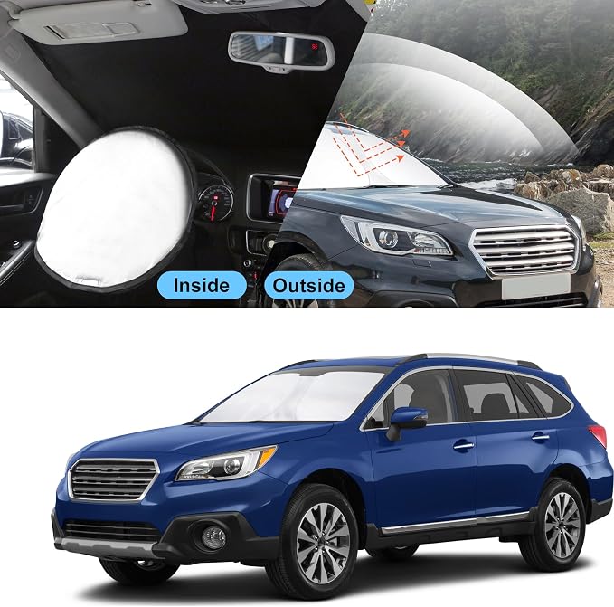 TINGLU Sun Shade for Subaru Outback Wagon 2015-2019 Accessories Windshield Sun Shade Window Shade UV Rays Protection Sun Visor Cover with Steering Wheel Sunshade Storage Bag