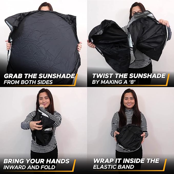 EcoNour Car Windshield Sun Shade | 2025 Upgraded Innovative No-Light-Pass Technology for Maximum Coverage | Foldable Sun Shade Keeps Your Vehicle Cool | Must-Have Car Accessories | Small (59" x 29")
