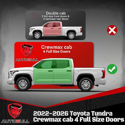 6 Inches Running Boards Side Steps Compatible with 2022-2026 Toyota Tundra Crewmax Cab 4 Full Size Doors, Silver Textured Aluminum Nerf Bars