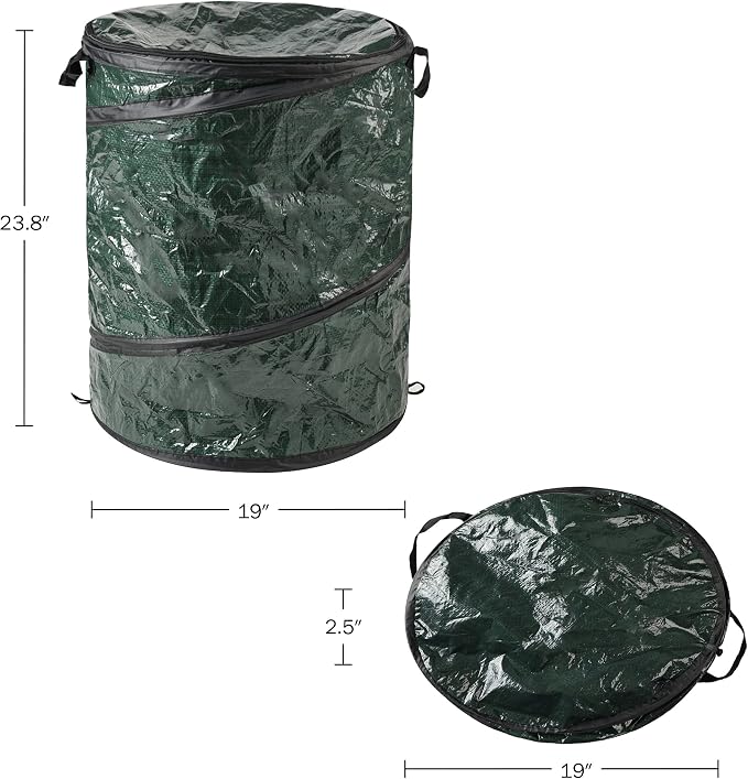 29.5-Gallon Pop up Outdoor Garbage Can Set - Set of 2 Collapsible Trash Cans for Parties, Yard Waste, or Laundry - Camping Accessories by Wakeman