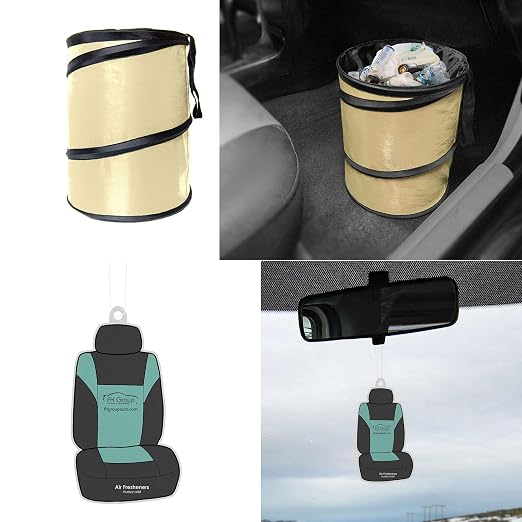 FH Group FH1121 Collapsible Trash Can (Beige) Large with Gift - Universal Fit for Cars Trucks and SUVs