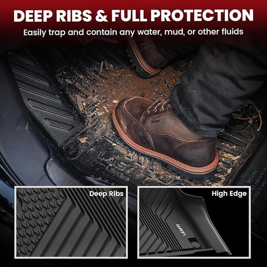 LASFIT Floor Mats for Acura MDX (2022-2026) All Weather Floor Liner TPE Custom Fit Car Mats for Acura MDX 1st & 2nd & 3rd Row Mats, Black,Tasteless, Durable and Easy to Clean
